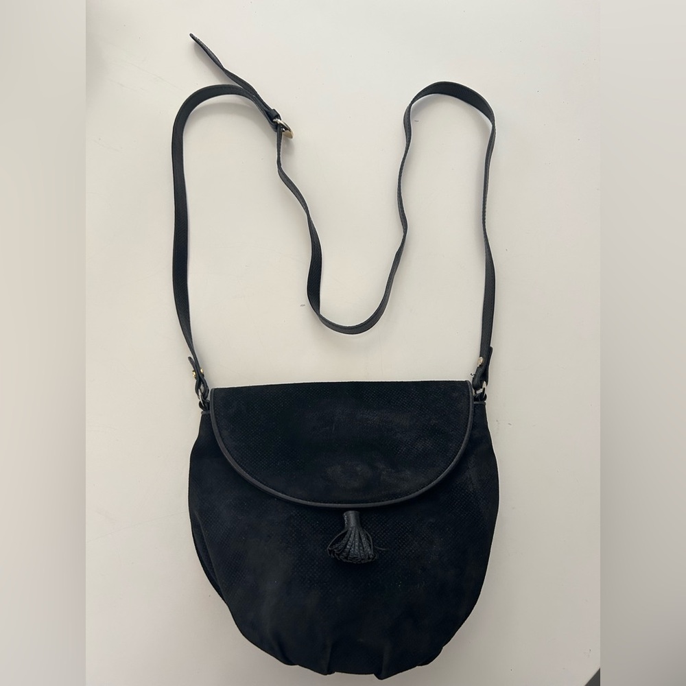 Bottega Veneta small Vtge suede crossbody Charcoal grey